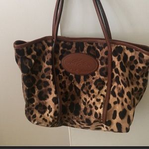 Dolce & Gabanna Leopard print canvas with leather trim
